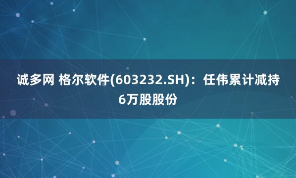 诚多网 格尔软件(603232.SH)：任伟累计减持6万股股份
